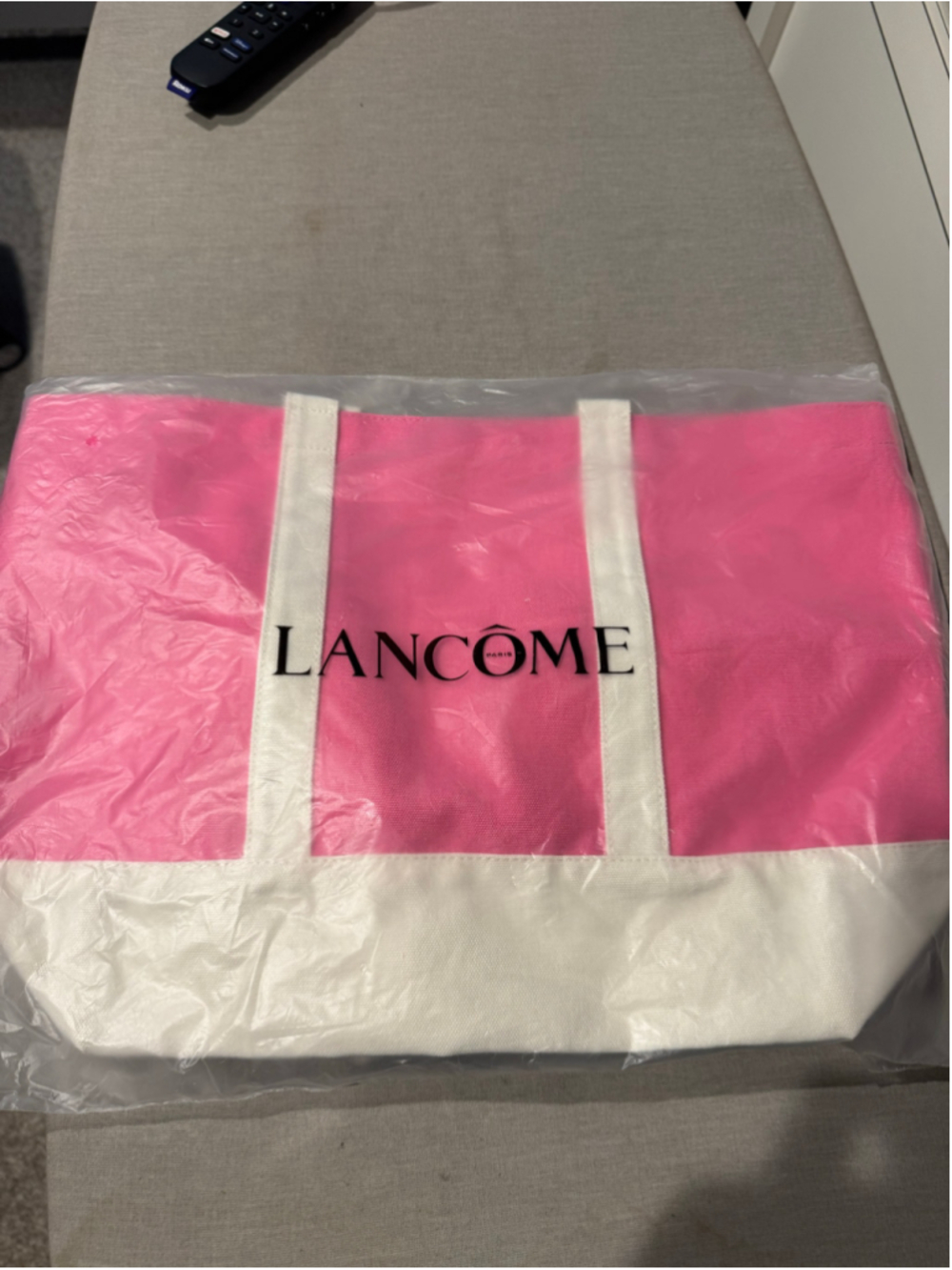 Women's Lancôme Tote Bag & Zip Pouch Pink White Black